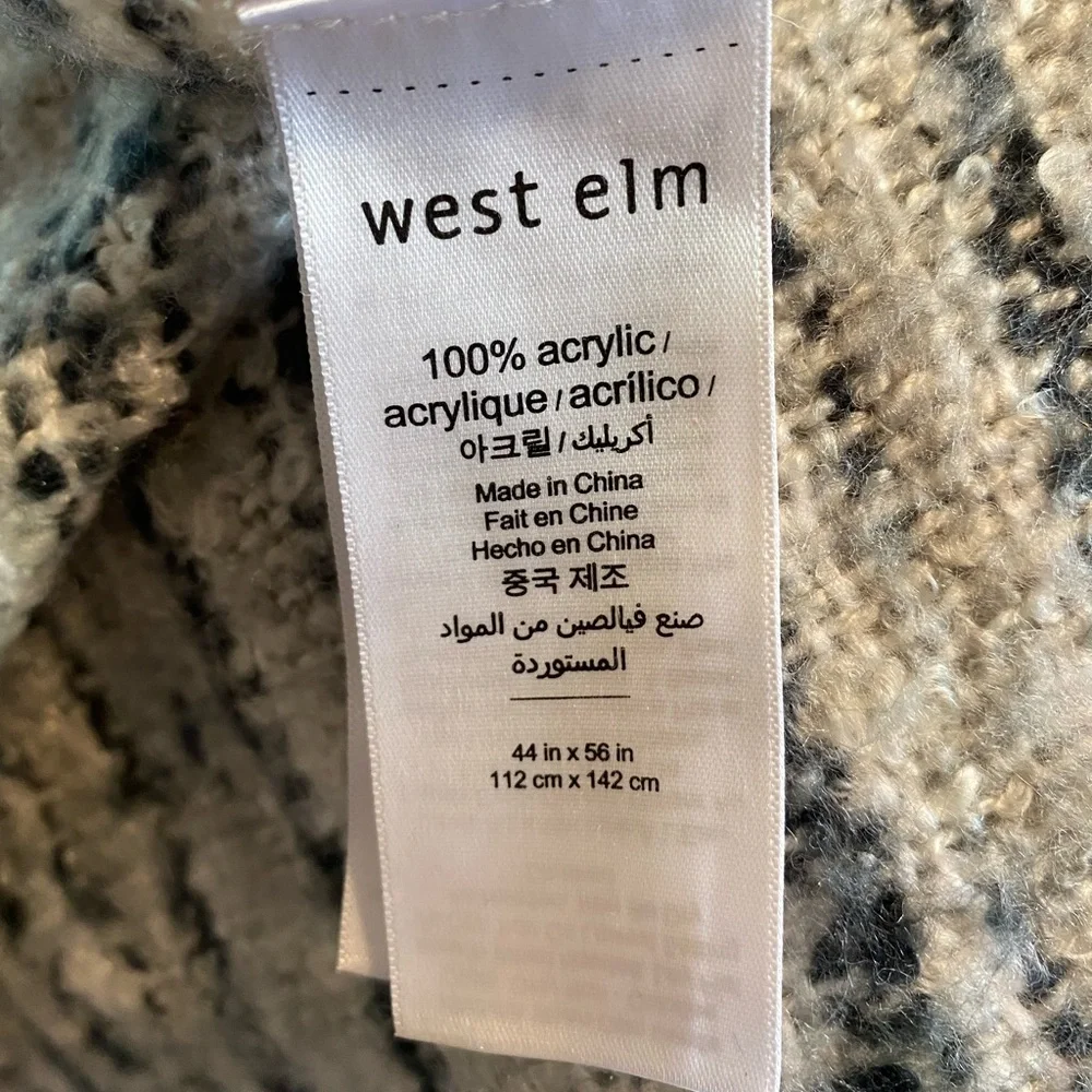 West Elm Coziest Throw Space Dye Blanket GREY